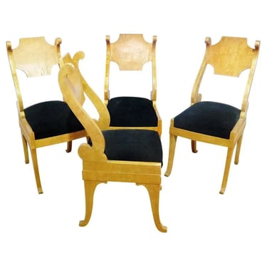 Gorgeous Set 4 Biedemeier Style Occasional Birch Dining Chairs