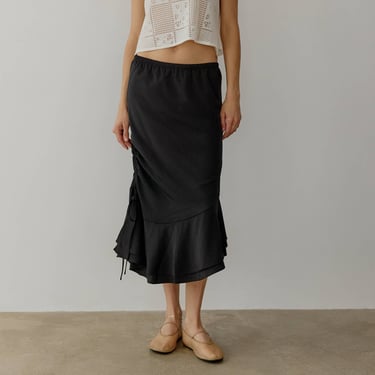 All Row | River Asymmetrical Midi Skirt in Black