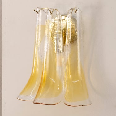 Small wall lamp Murano glass with amber decoration Made in Italy, vintage-style wall lamp with saddles 