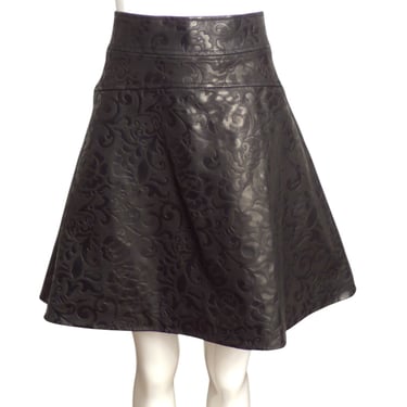 TEMPERLEY-NWT Black Patterned Leather Skirt, Size 8