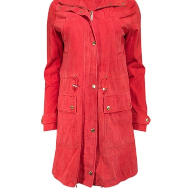 Michael Michael Kors - Bright Red Goat Suede Hooded Jacket Sz S