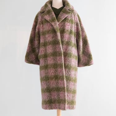 Gorgeous 1950’s Heather Plaid Mohair & Wool Cocoon Coat by Lilli Ann / medium