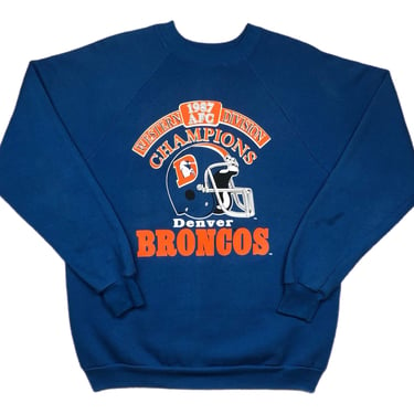 Vintage 1987 Denver Broncos AFC Champions Made in USA Crewneck Sweatshirt Pullover Size Large 