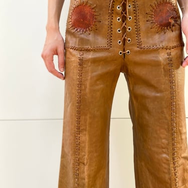 Sunny Afternoon 70's Char Leather Applique Pants