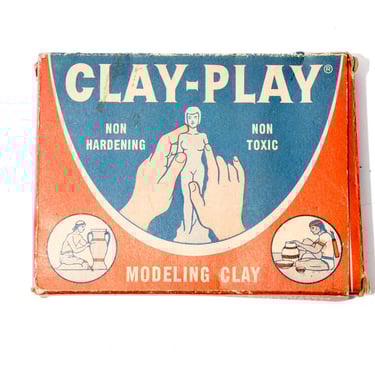 Vintage Modeling Clay, Clay-Play, Unused, Stewart Clay, Great Graphics on Box 