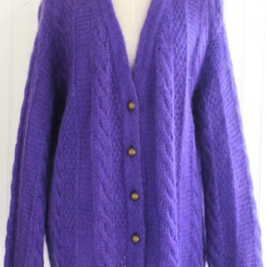 1980-90s - Purple - Mohair - Oversized - Cardigan - Sweater - by United Colors of Benetton 
