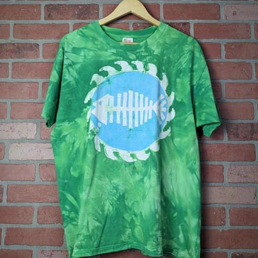 Vintage 90s Tie Dye Fishbone ORIGINAL Graphic Headshop Tee - Large 