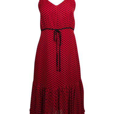 Milly - Red & Black Polka Dot Silk Sleeveless Dress Sz 6