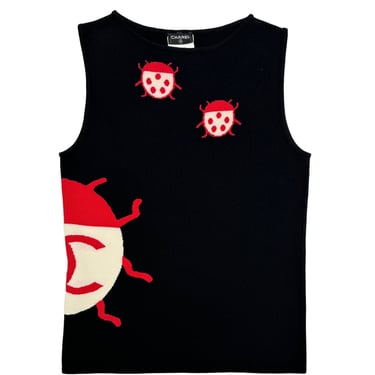 Chanel Black Ladybug Logo Tank