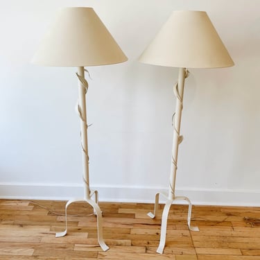 Iron Tripod Floor Lamps with Vine Detail