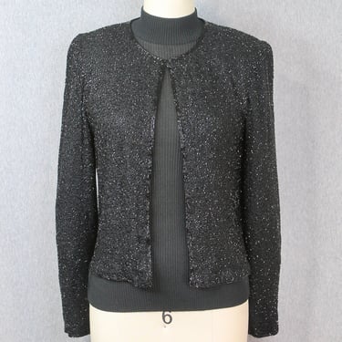 1980s Beaded Cocktail Jacket - Sean Collection - Black Sequin Jacket - Trophy Jacket - Cocktail Party - Holiday Party 