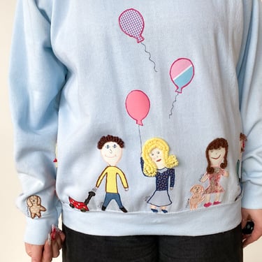 1990s Blue Storybook Sweatshirt, sz. 2XL-4XL