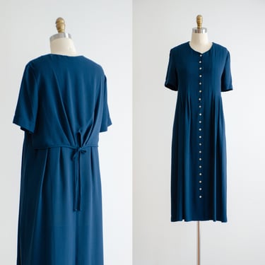 blue midi dress 90s vintage Liz Claiborne teal oversized midi dress 