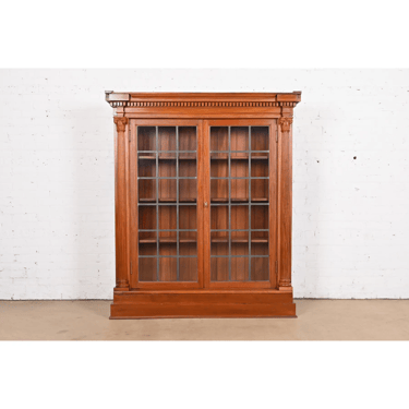 R. J. Horner Style Antique American Empire Carved Mahogany Bookcase Cabinet, Circa 1890s