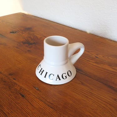 Vintage Travel Mug No Spill Wide Base Foam Bottom Ceramic 12oz Belly Mug I Love Chicago 