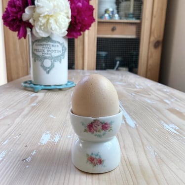 Beautiful vintage French ironstone egg cup with floral design- EC 