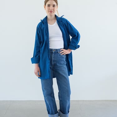 Vintage Blue Artist Tunic Shirt | Cotton Button Up Blouse Painter | M | 