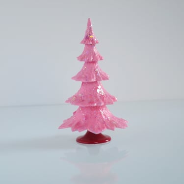 Hot Pink Plastic Putz Tree, Up-Cycled Vintage Christmas Tree 