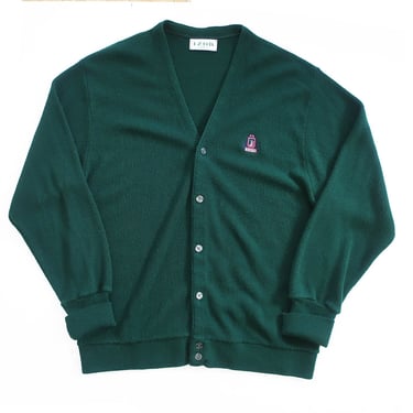 vintage cardigan / green cardigan / 1990s IZOD green acrylic grandpa cardigan baggy Kurt Cobain sweater XL 