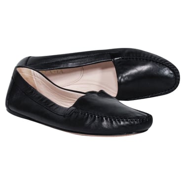 Prada - Black Leather Slip On Loafers Sz 10