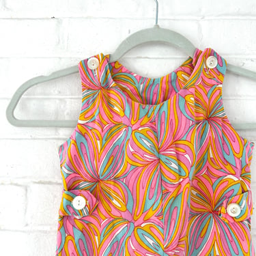 9 - 12 Months - 1960's Psychedelic Neon Overalls 