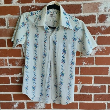 Vintage 1970s Youth Shirt / Dagger Collar / Long Tail / Hipster 