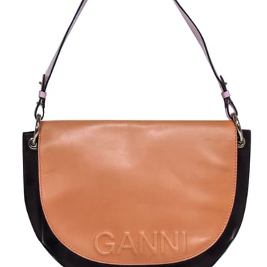 Ganni - Tan, Maroon, & Pink Shoulder Bag