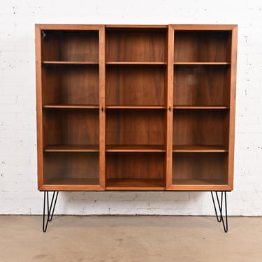 Milo Baughman for Directional Walnut Bookcase Cabinet on Hairpin Legs, 1960s