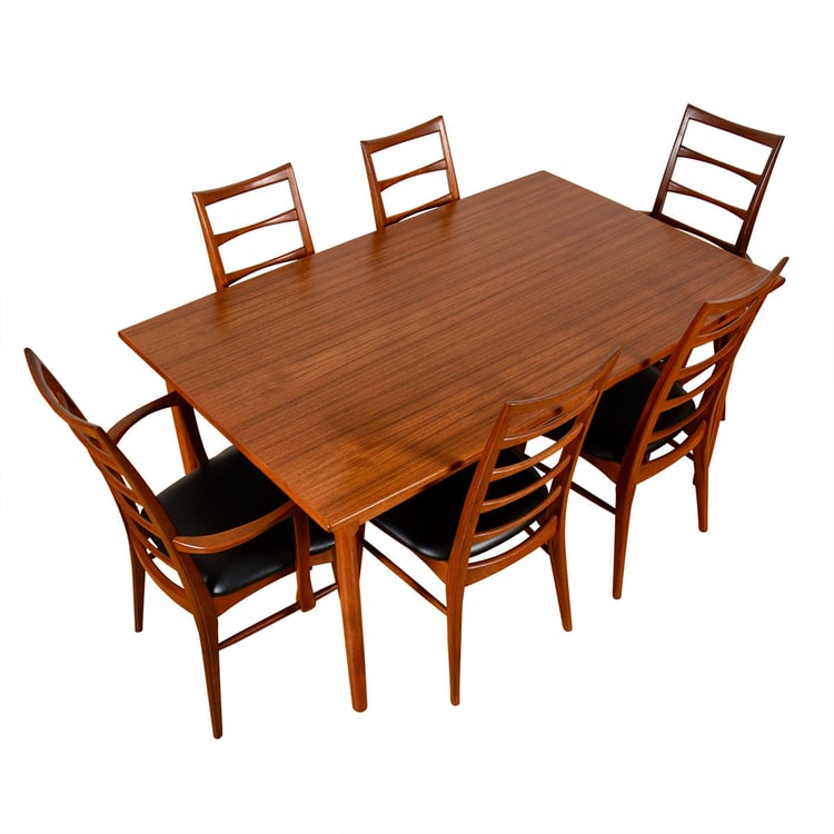 Mid-Size to Large Expandable 101&#8243; Danish Teak Dining Table w Gentle Curves