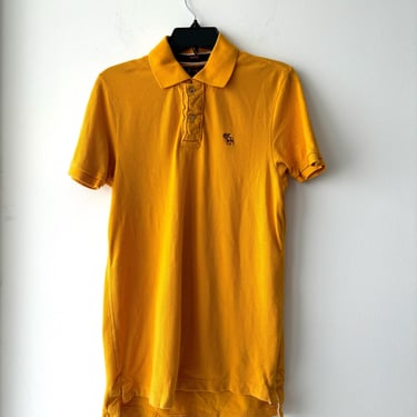 Vintage Abercrombie & Fitch Muscle Yellow Polo Shirt Mens Small 100% Cotton Y2K 