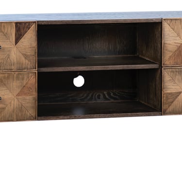 Stunning TV Media Cabinet with Drawers in Oak wood and Forged Iron by Terra Nova Furniture Los Angeles 