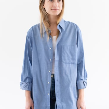 Vintage Light Blue Button up Shirt | Unisex 100 Cotton Work Studio Tunic | M | 