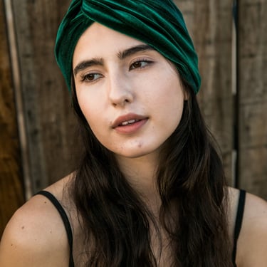 Emerald Velvet Twist Headband 