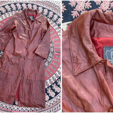 Vintage 1970’s burnt sienna lambskin leather trench coat | ‘70s genuine lamb leather jacket, a few flaws, whiskey, cognac, M 