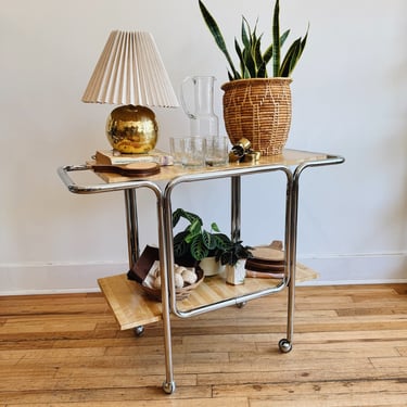 Mid Century Tubular Chrome Bar Cart