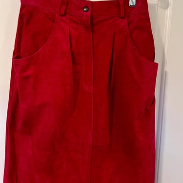 Bushwacker USA red suede leather skirt with pockets 