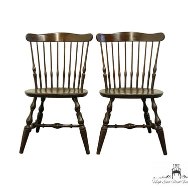 Set of 2 NICHOLS AND STONE Solid Walnut British Traditional Style Spindle Back Dining Side Chairs 