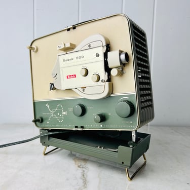 Vintage Eastman Kodak Brownie 500 Movie Cine Projector, 8mm w f/1.6 lumenized lens, working lamp, made in Toronto, 1950s, collectible, gift 