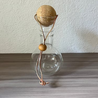 Vintage 1970s Pyrex Glass Decanter with Cork Ball Stopper 