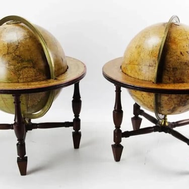 Antique Celestial Globes, British, 12-Inch, Terrestrial, Pair, Early 1800s!!