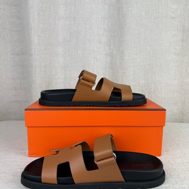 Hermès Chypre Gold Sandals Size 38
