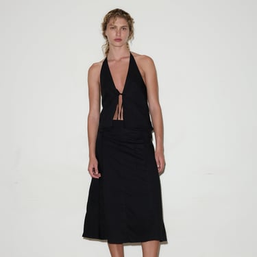 Deiji Studios | Double Lace Up Skirt in Black *Presale*