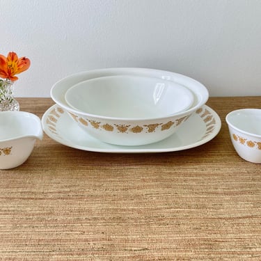 Vintage Corelle Butterfly Gold - Platter, Serving Bowls, Cream and Sugar Set - Corelle Dinnerware - Sold Individually - Autumn Table 
