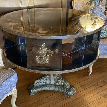 Rotating Mirrored Large Circular End Table