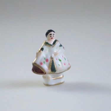 Vintage Teeny Tiny China Doll, Frida like Porcelain Miniature Dollhouse Accessory 