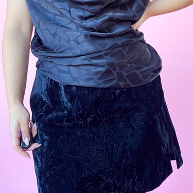 1980s Black Velvet Mini Skirt, sz. M