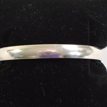 Classic 60's polished 925 silver bangle, traditional mid-century sterling stacking bracelet 