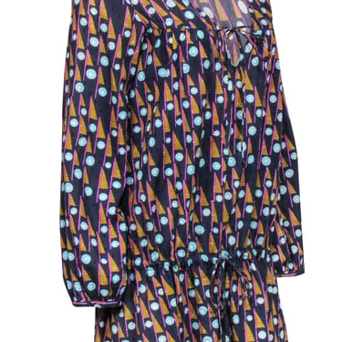 Antik Batik - Navy & Multi Color Print Cotton Dress Sz M
