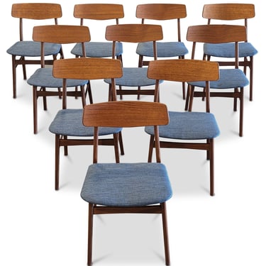 10 Schoning Elgaard Chairs w Blue Fabric - 072303