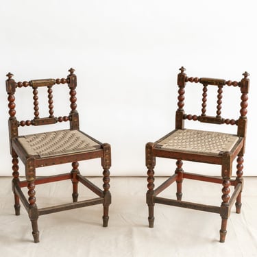 Pair of Hand Painted Sicilian Side Chairs